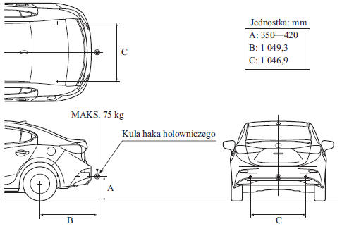 Miejsce montażu haka holowniczego (Sedan)