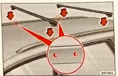 Rys. 183 Leon ST: punkty mocowania relingów dachowych do montażu bagażnika.