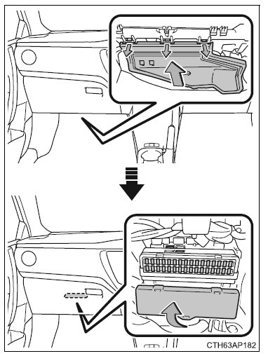 Pod deską rozdzielczą po stronie pasażera (wersje z kierownicą po prawej stronie)